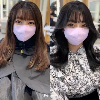 セミロング カラー 顔周り特化/韓国ヘア /レイヤー/吉野幸大のヘアスタイル