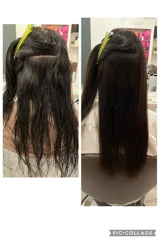 セミロング パーマ ブリーチ&ストレート 長谷川勇人のヘアスタイル