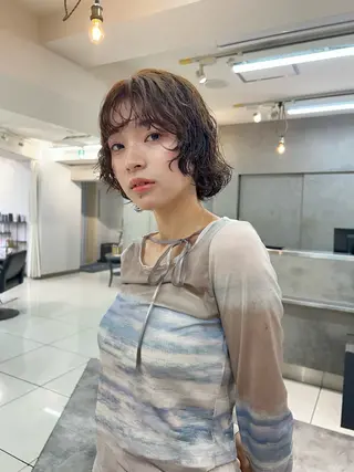 ショート パーマ ナチュラル×色気パ ーマ 渋谷/マナミのヘアスタイル