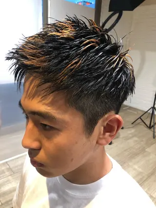 ショート カラー メンズ パーマ/ハイトーン スパイキー/神田正紀のヘアスタイル