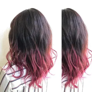 ミディアム カラー JuNブリーチに 縮毛矯正するプロのヘアスタイル