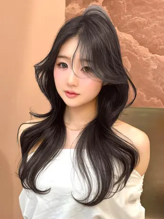 ロング 縮毛矯正/レイヤー 韓国/顔まわり/夢音のヘアスタイル