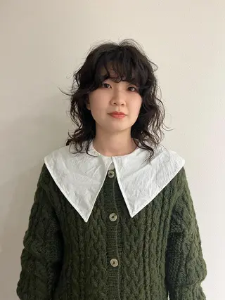 ミディアム パーマ メンズハイトーン/栄 /イトウタケルのヘアスタイル