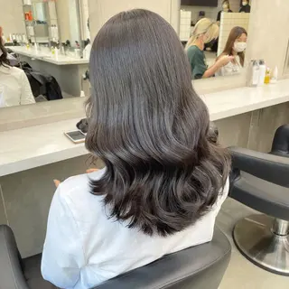 セミロング カラー パーマ ヘアアレンジ メンズ キッズ 🦋透明感グレージュ /韓国レイヤー🦋のヘアスタイル