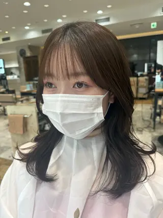 セミロング 韓国くびれヘア 顔まわり新宿/さやかのヘアスタイル