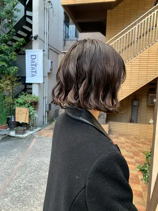 ミディアム パーマ ボブパーマコテ巻き風 パーマNo1深江秀平のヘアスタイル