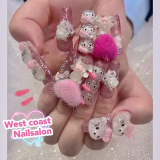 ネイル リボン、ガーリー パーツ放題専門店のネイルデザイン