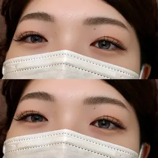 マツエク・マツパ レイヤー/顔周り/透 明感カラー/うる艶のヘアスタイル