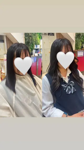 ロング ハイトーンカラー シールエクステのヘアスタイル