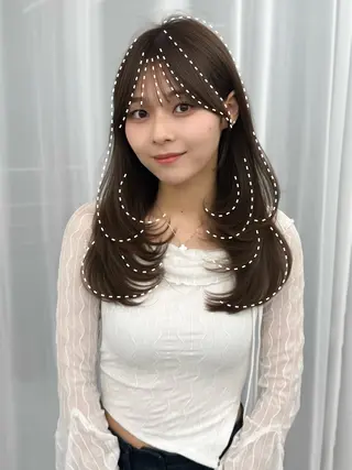 セミロング カラー ヘアアレンジ 最小顔周り&レイヤー 特化/池袋/kokiのヘアスタイル