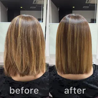 ミディアム カラー パーマ KIZU 髪質改善 オカルト怪談のヘアスタイル