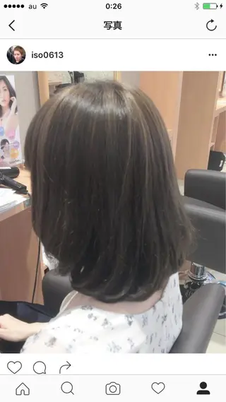 ミディアム セミロング カラー パーマ レイヤーカット匠 イソザキノリユキのヘアスタイル