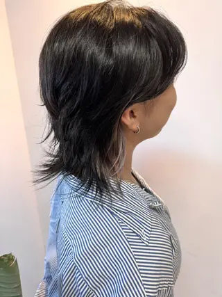 ミディアム カラー 透け感/ハイトーン/ レイヤー/小山田のヘアスタイル