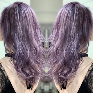 セミロング カラー ヘアアレンジ 髪質改善×ハイトーン 中田啄也のヘアスタイル