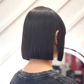 ミディアム カラー 山崎/ボブ縮毛矯正 レイヤー髪質改善のヘアスタイル