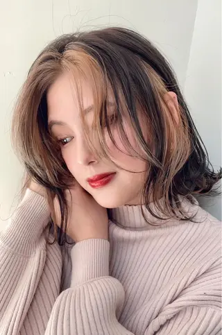 ミディアム カラー 元町神戸 國井椋介のヘアスタイル