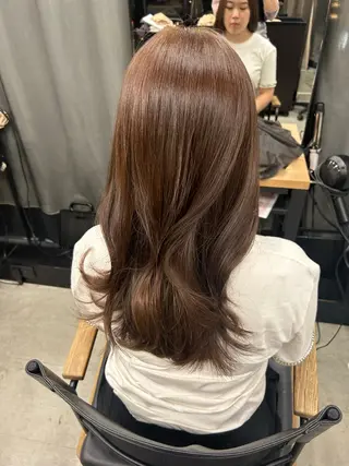 セミロング 女性らしいモテヘア 韓国ヘアhikariのヘアスタイル