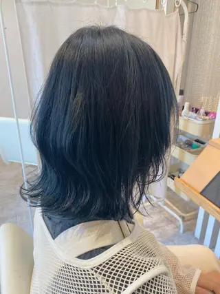 ミディアム カラー ブリーチなしWカラー /酸性ストレート河本のヘアスタイル