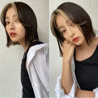 ミディアム ‎🤍レイヤー/ 縮毛矯正🖤菊池瑛士のヘアスタイル