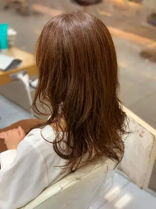 セミロング カラー パーマ 髪質改善/縮毛矯正 /ブリーチ矯正/岡部のヘアスタイル