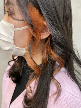 セミロング カラー 【ピンク/韓国ヘア/ ヘアセット】亜海のヘアスタイル