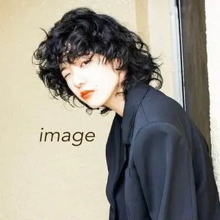 ミディアム パーマ 暖色カラー🍒スパ/ canna‎🤍のヘアスタイル