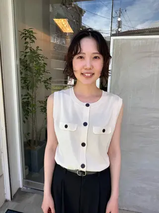 ショート パーマ パーマ/透明感カラー /ボブ/吉田一生のヘアスタイル