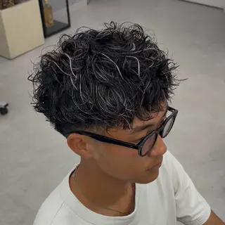 カラー パーマ メンズ 💋ホワイトメッシュ /パーマ/メンズ💋のヘアスタイル