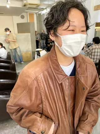 ショート パーマ 森貴裕/ベージュ/ パーマ/オリーブのヘアスタイル