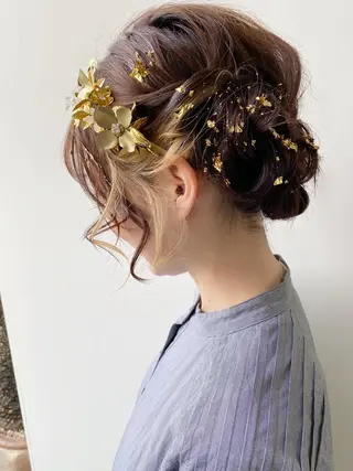 ミディアム ヘアアレンジ 桑原 菜摘のヘアスタイル