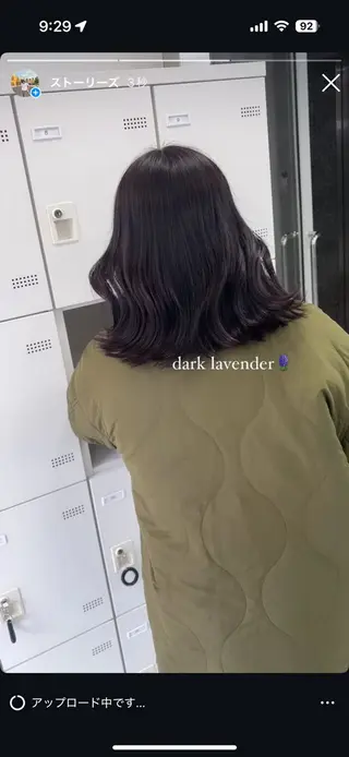 セミロング 韓国ヘア/ブリーチ無 しWカラー/オリーブのヘアスタイル