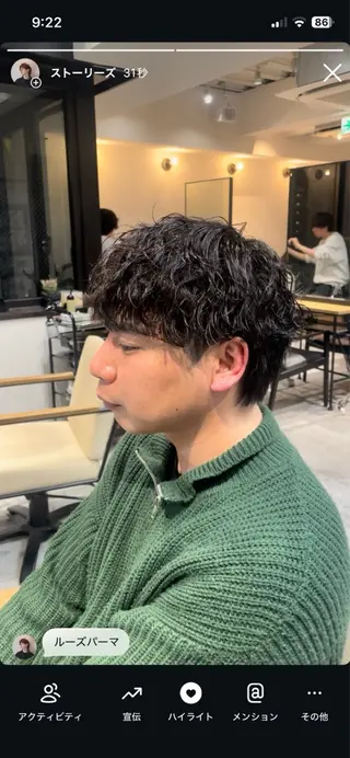 ショート パーマ メンズパーマ梅田 ・川副史晶のヘアスタイル