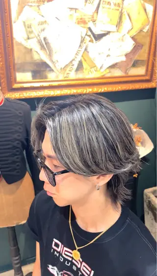 カラー メンズ メンズパーマ眉毛 特化アユム🔥のヘアスタイル