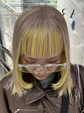 ミディアム ARCANAブリーチ レイヤーカット/原宿のヘアスタイル