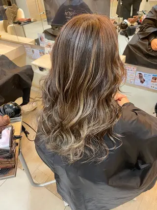 セミロング カラー 塩谷黎✨ブリーチ無W カラーメンズパーマ✨のヘアスタイル