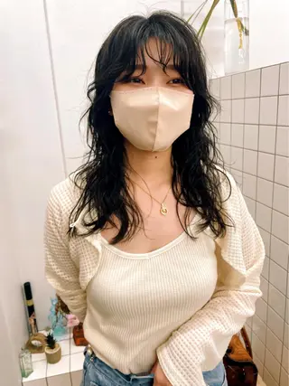 ミディアム パーマ 関 京磨のヘアスタイル