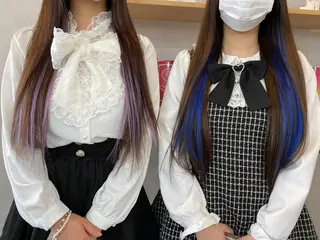 ロング ヘアアレンジ カラー ハイトーン カラーのヘアスタイル