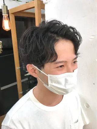 ショート パーマ メンズ 木村陸弥 似合わせ 透明感カラー🌿のヘアスタイル