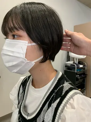 ショート カラー ボブパーマコテ巻き風 パーマNo1深江秀平のヘアスタイル