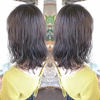 セミロング カラー パーマ ヘアアレンジ エグチ アキラのヘアスタイル