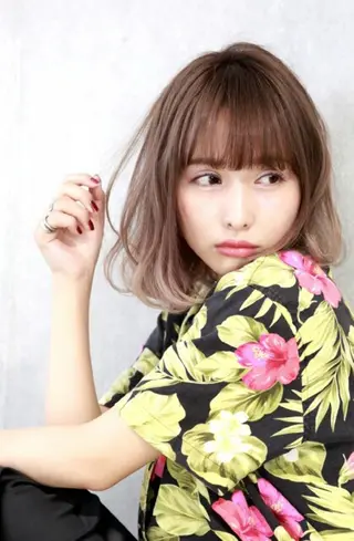 ミディアム カラー パーマ ヘアアレンジ かわい ゆうな 髪質改善/縮毛矯正のヘアスタイル