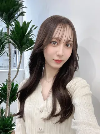 セミロング カラー 韓国風×透明感カラー 髪質改善オタベシンヤのヘアスタイル