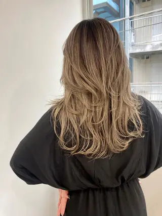 セミロング カラー 韓国風×透明感カラー 髪質改善オタベシンヤのヘアスタイル