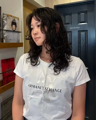 セミロング デザインパーマ/ 艶カラー/ボブのヘアスタイル