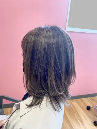 ミディアム カラー ブリーチなしWカラー /酸性ストレート河本のヘアスタイル