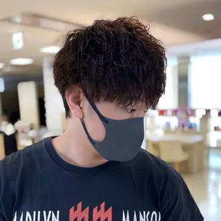 ミディアム パーマ メンズ 銀座/ハイライト特化 🌿ブリーチ/片山のヘアスタイル