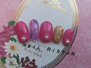 ネイル ネイルリボン 受付スタッフのネイルデザイン