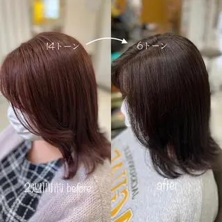 ミディアム カラー 堀口 彩佳のヘアスタイル