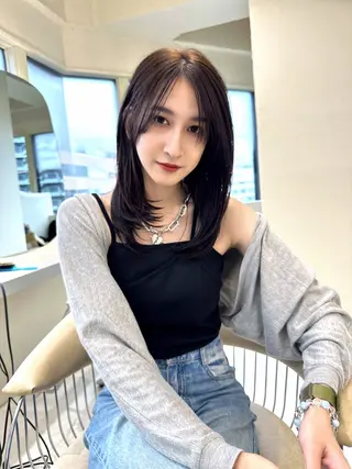 ロング カラー センターパート/ 暖色カラーayuのヘアスタイル