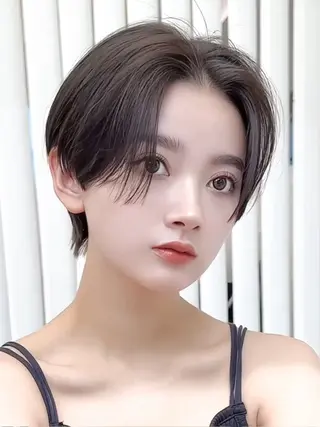 ショート ショートヘア くすみカラー、大場猛のヘアスタイル